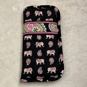 Vera Bradley Black and Pink Elephant Eyeglass Case